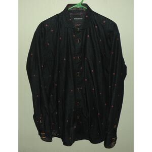 Maceoo Men’s 4/L LS Shirt Einstein Micro Paisley Black Italian Jacquard Fabric